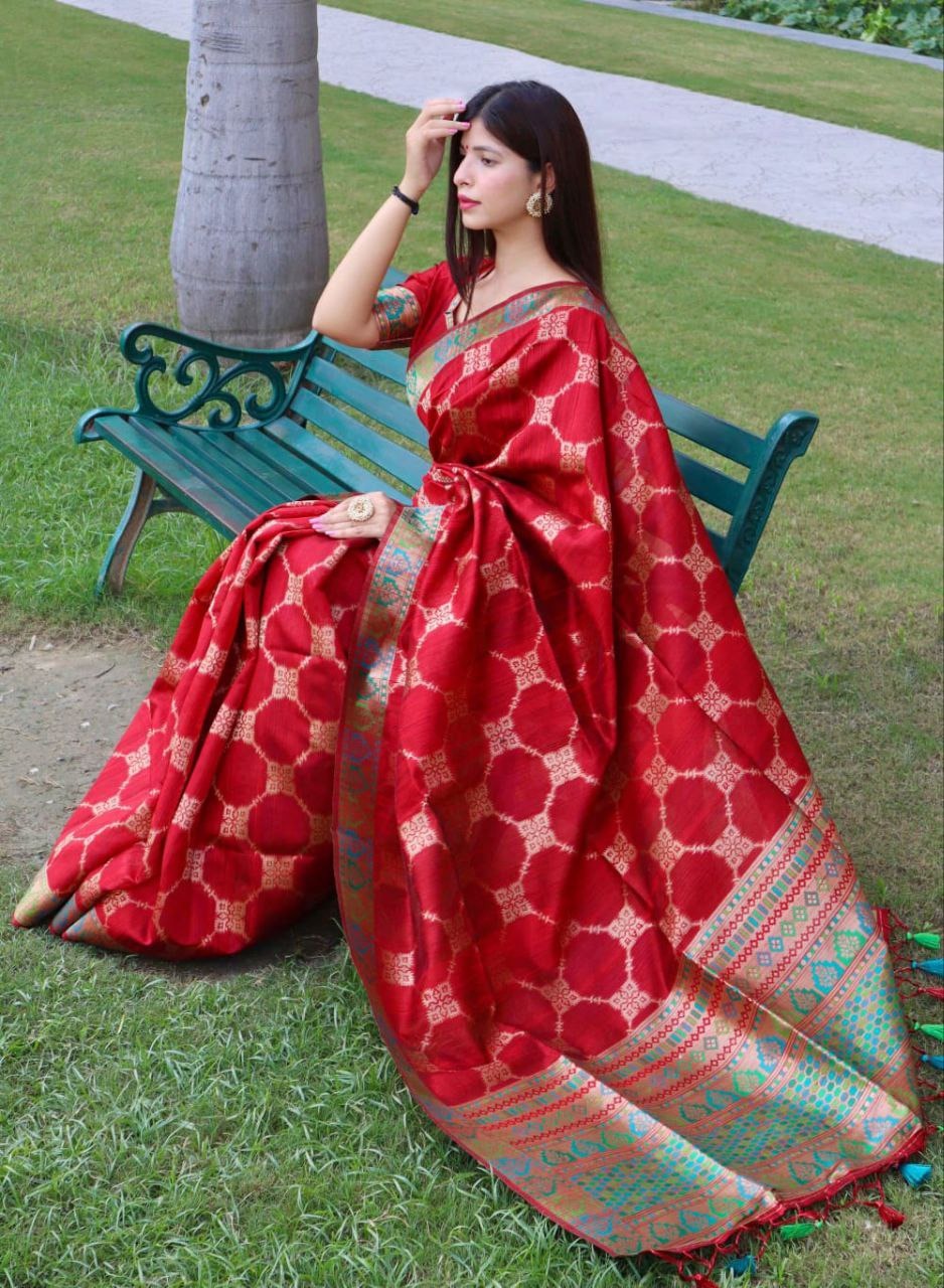 Pure tussur silk weaving saree