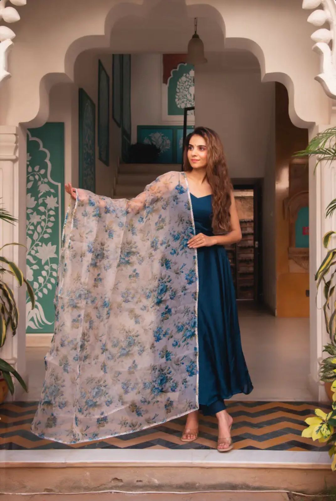 Beautiful Anarkali Suit with digital print dupatta