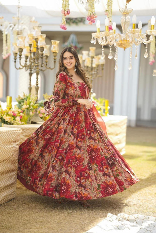 Beautiful  Georgette silk Anarkali Gown