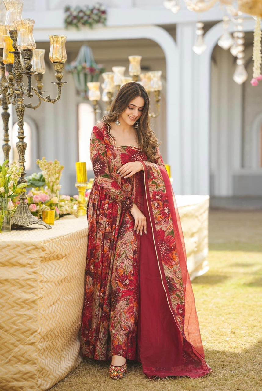 Beautiful  Georgette silk Anarkali Gown