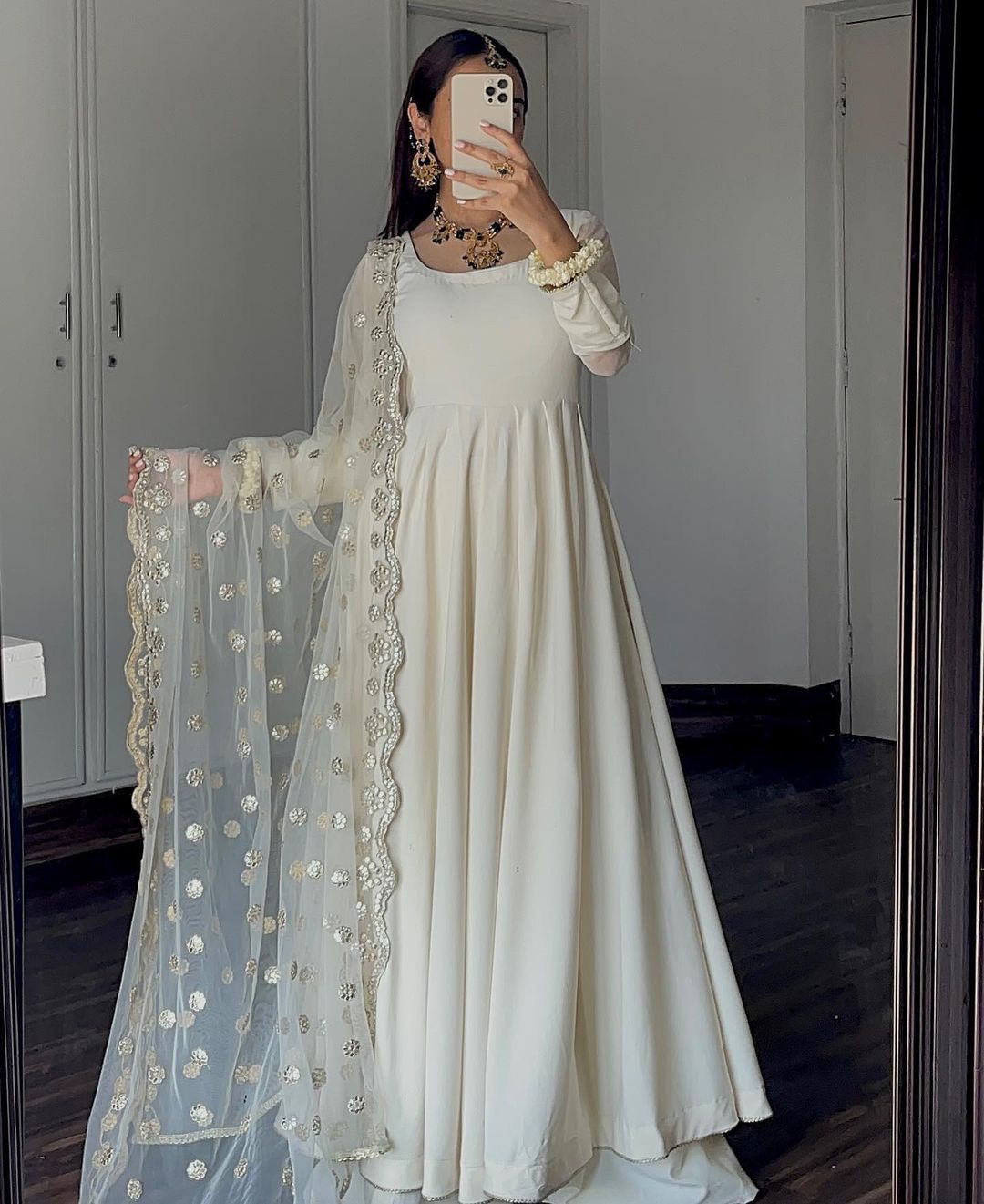 GEORGETTE FULL FLAIR UMRELA GOWN AND DUPATTA
