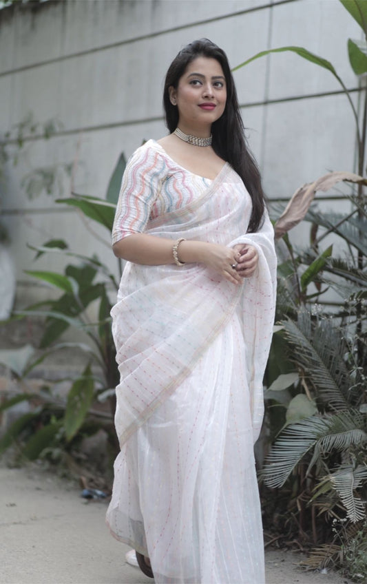 light weight organza sari